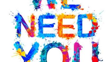 We Need You in colourful wording