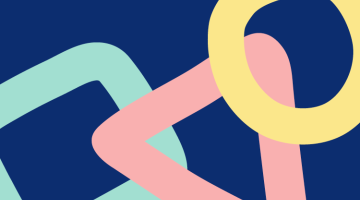 blue background with yellow circle pink triangle and green square